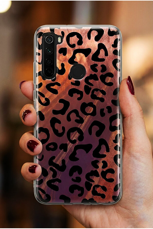 حافظة من السيليكون والبولي كربونات بنمط الفهد النحاسي لهاتف REDMI NOTE 8 - 1