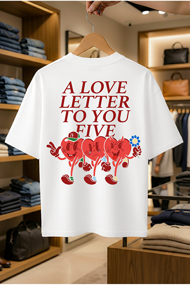 Summer Short Sleeve T-Shirt Anti-Sweat Cotton Printed T-Shirt Love Hearts
