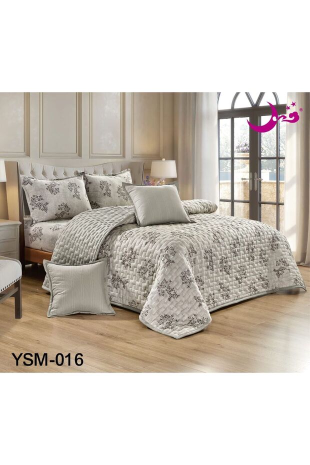 مفرش سرير مضغوط -نفرين 6 قطع -ساده مقاس 240*220