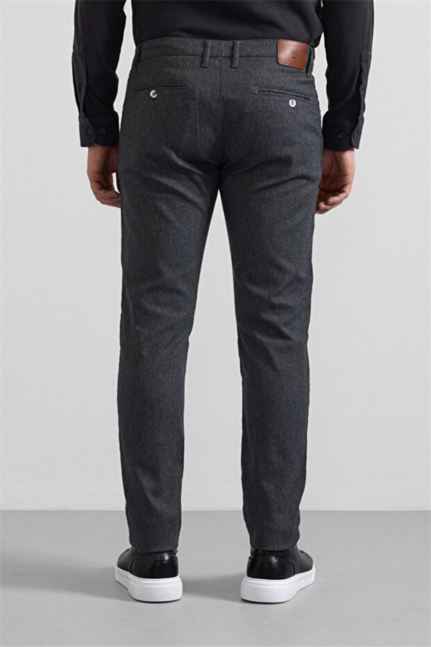 Siyah Slim Casual Pantolon - 4