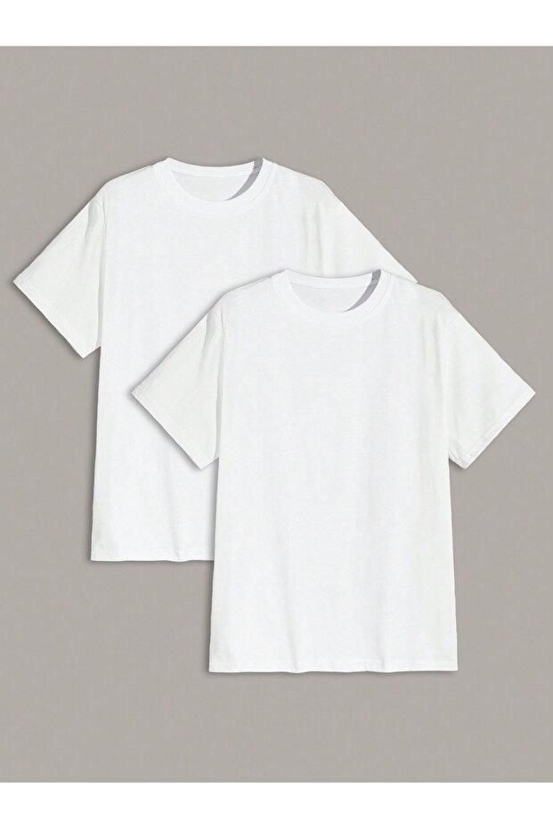 Large Size 2-Pack Oversize Fit Crew Neck 100% Cotton T-Shirt