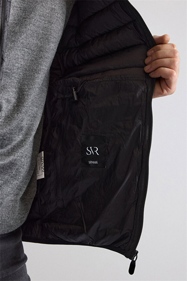 Siyah Slim Cepsiz Mont - 4