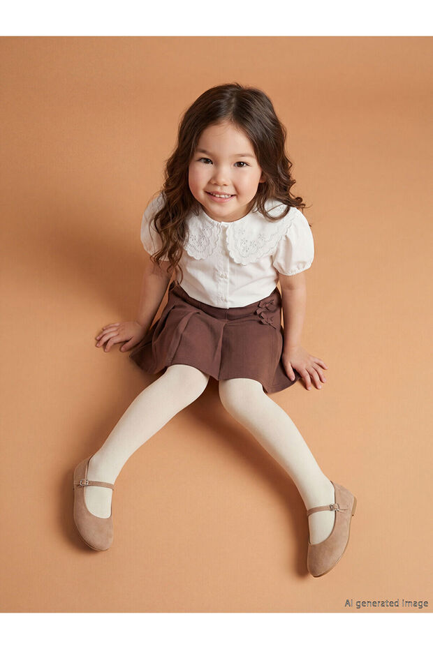 Brown Girls' Shorts Skirt and Pantyhose