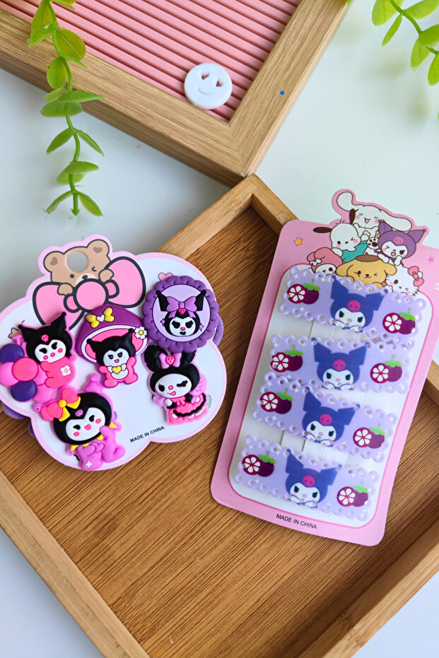 Kuromi Rubber Bands and Snap Buckles - Buckle Set (5 Rubber Bands - 4 Snap Buckles)