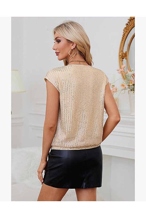 GOLD PUL PAYETLİ BLUZ - 3