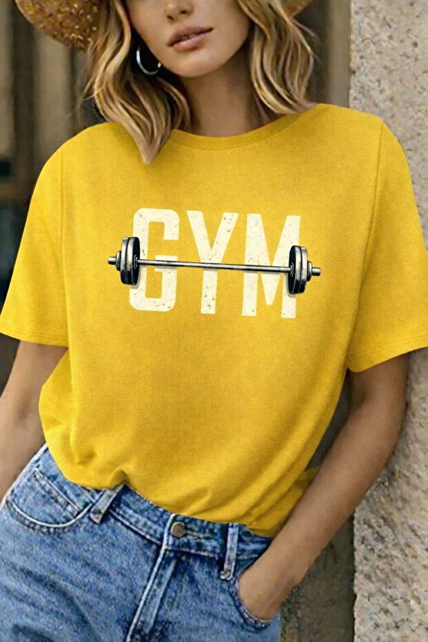 Gym Printed Yellow Unisex T-Shirt