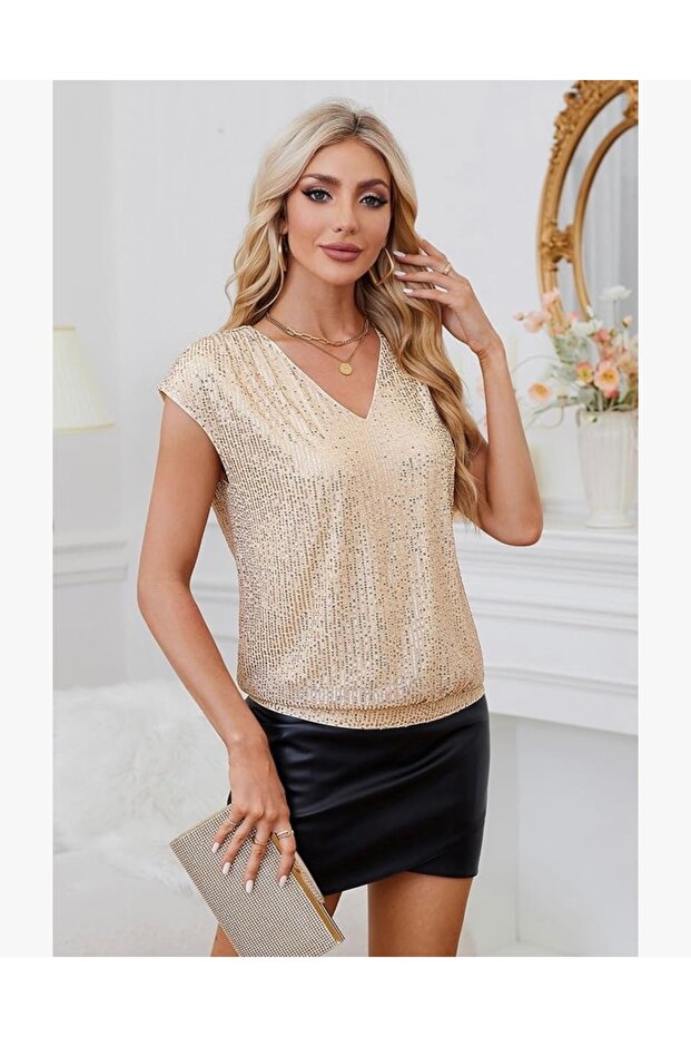 GOLD PUL PAYETLİ BLUZ - 2