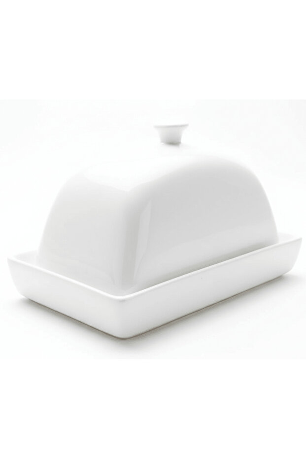 Elegant Rectangular White Ceramic Butter Dish