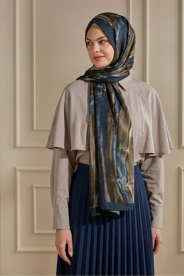 Blue Marble Canvas Patterned Organic Shawl