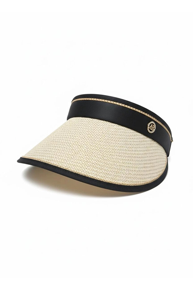 قبعة واقية من الشمس قابلة للتعديل بنمط القش الكريمي - 4