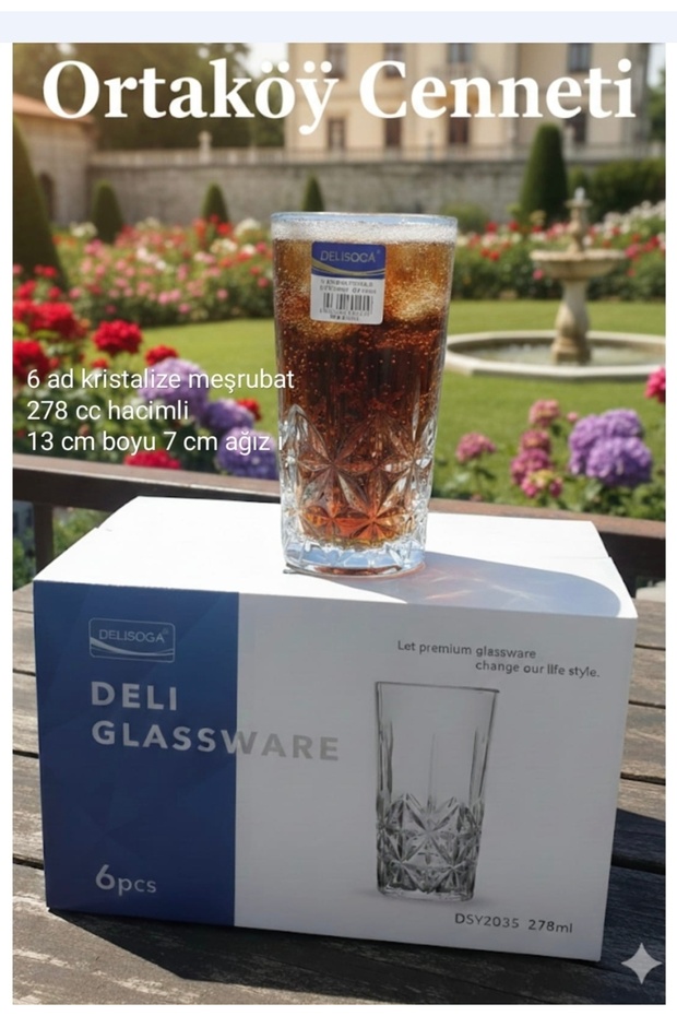 Crystalized Soft Drink Glass, Very High Quality, 6 Pieces, 278 Cc, Volume 13 Cm, Height 7 Cm, Mouth of the Glass Is Very Good Quality, Presentation Is Very Good.