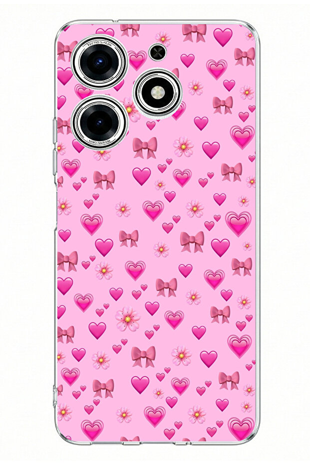 حافظة سيليكون مطبوعة على شكل قلوب صغيرة باللون الوردي متوافقة مع هاتف Tecno Spark 10 Pro - 1