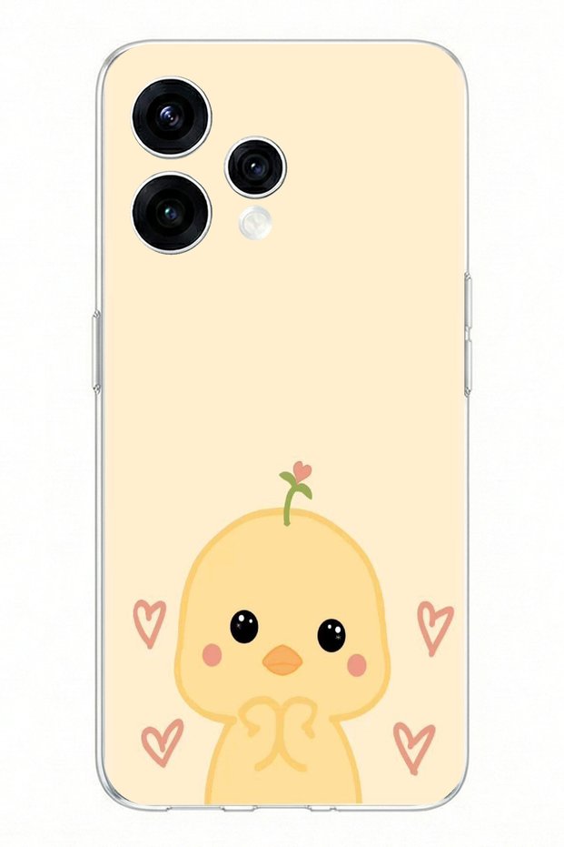 Oppo Reno 15 - Reno 15F Compatible Cute Chick and Heart Pattern Printed Silicone Case
