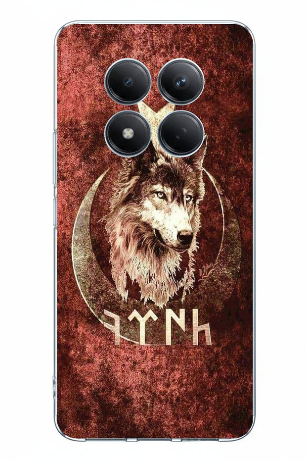 Redmi Note 15 Pro Plus Compatible Silicone Case with Göktürk Writing and Bozkurt Pattern Printed