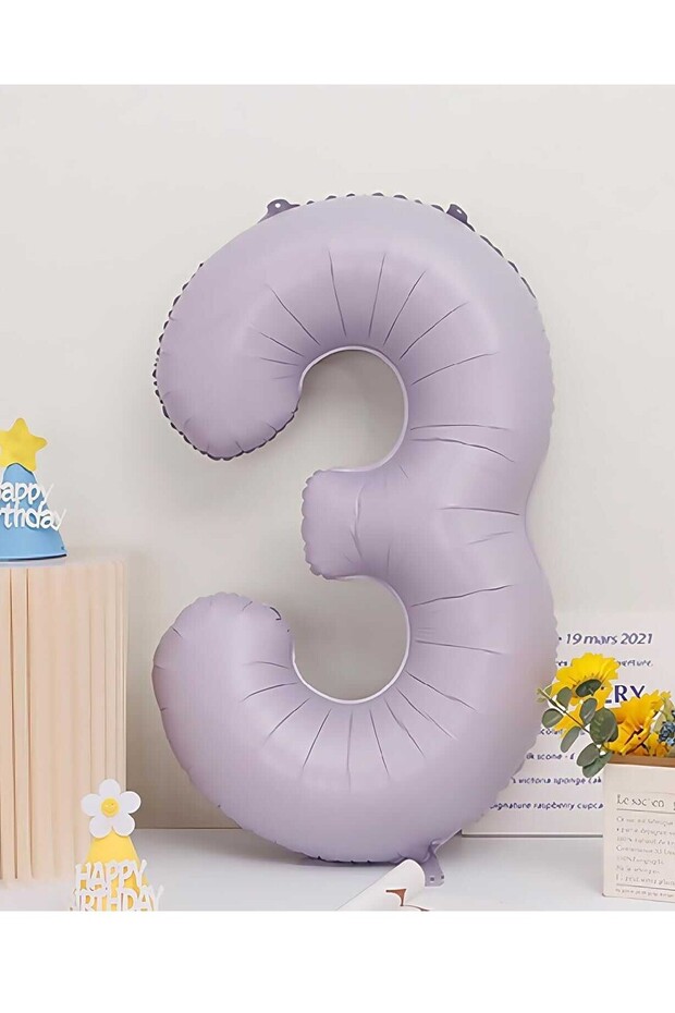 Lila Retro 40 Inch Number Foil Balloon – Large Metallic Age Balloon (0-3 Options)