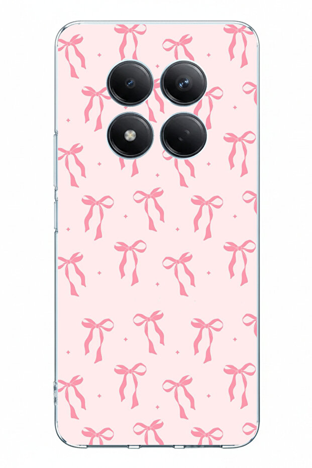 Redmi Note 15 Pro Plus Compatible Soft Pink Bow Pattern Printed Silicone Case - 1