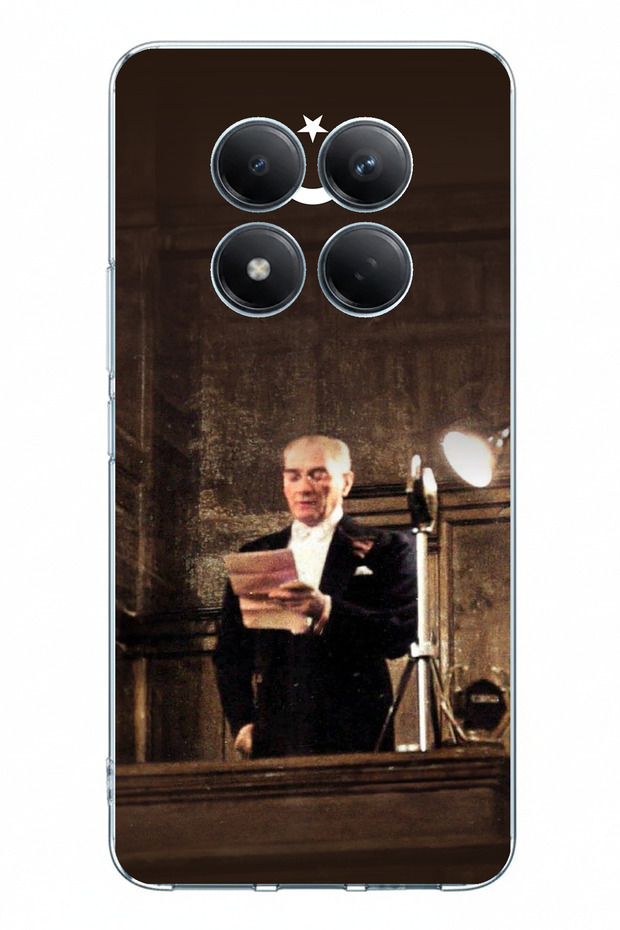 حافظة سيليكون مطبوعة بخطاب أتاتورك الأول في مجلسه الأول، متوافقة مع هاتف Redmi Note 15 PRO PLUS - 1