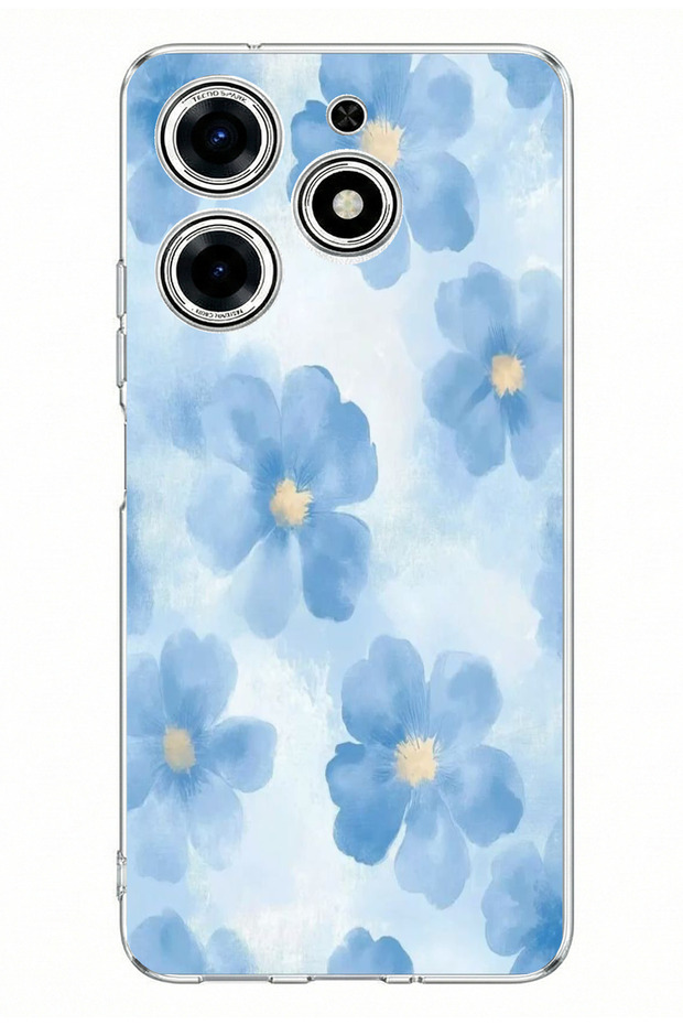 Tecno Spark 10 Pro Compatible Blue Flowers Printed Silicone Case
