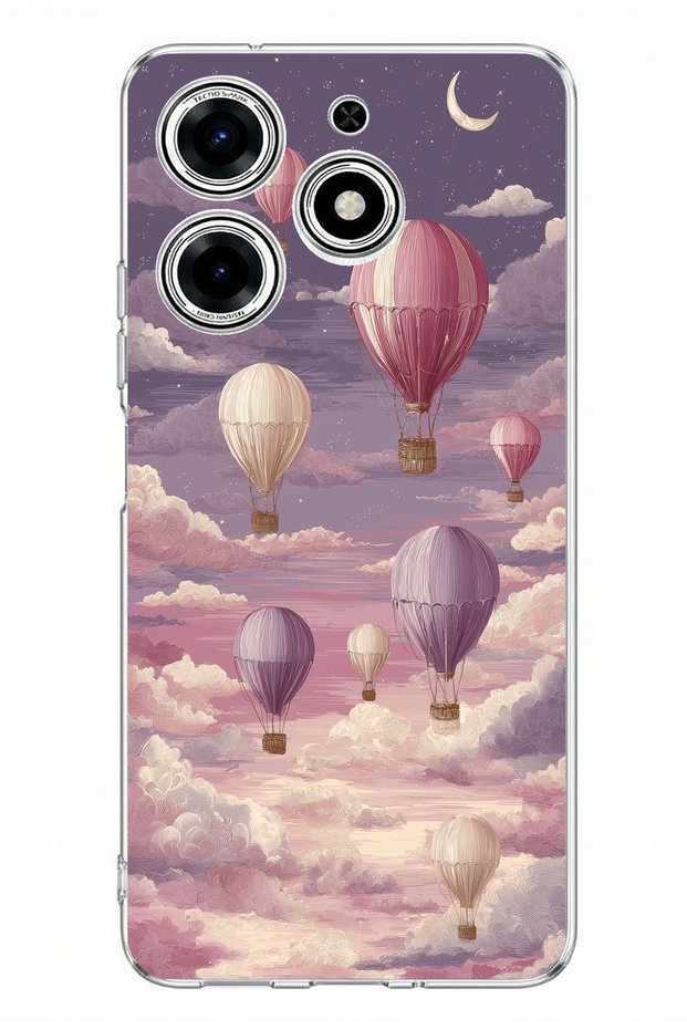 Tecno Spark 10 Pro Compatible Purple Sky and Flying Balloon Printed Silicone Case