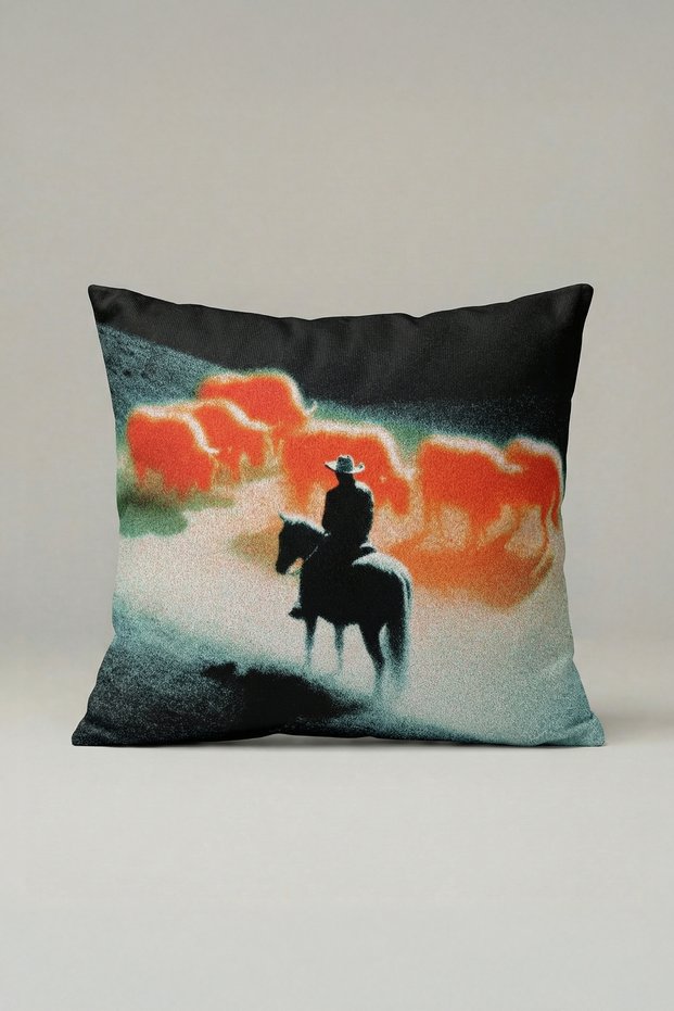 In Pursuit of the Foggy Ride Cowboy Decorative Throw Pillow Cover 077 – Retro Western Modern Design 45X45 cm