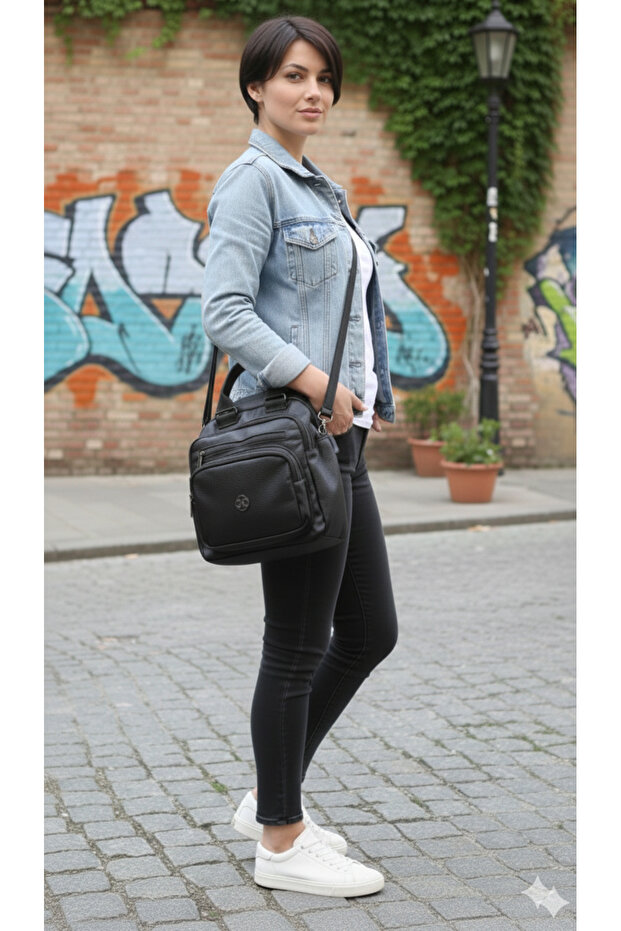 Two-In-One, Three-Zippered, Multi-Compartment, Functional, Multi-Functional Shoulder and Backpack Bag - 1