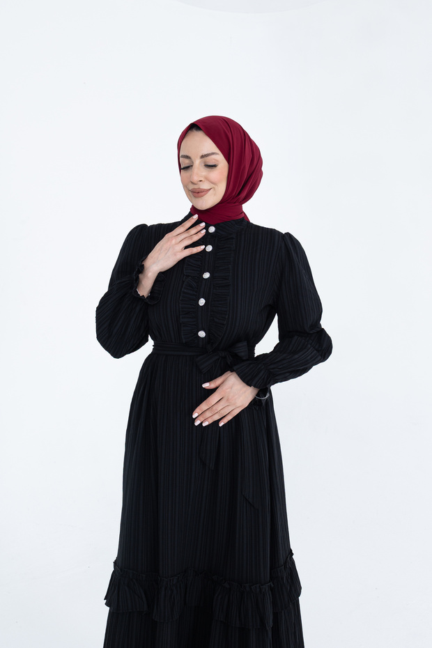 Fırfırlı Nada Elbise - 5