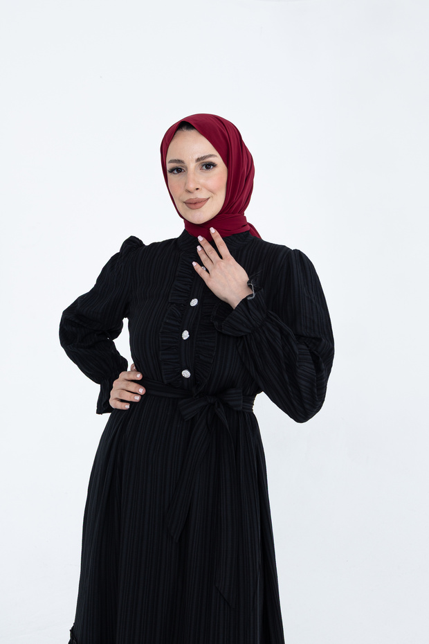 Fırfırlı Nada Elbise - 7