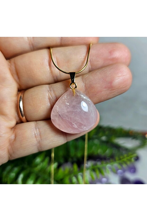 Pink Quartz Natural Stone Necklace - 6 - (Handmade Design Products)