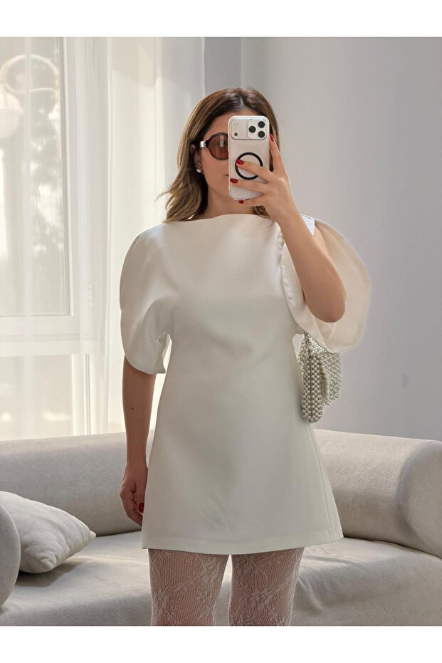 Omuz dekolte mini elbise - 2