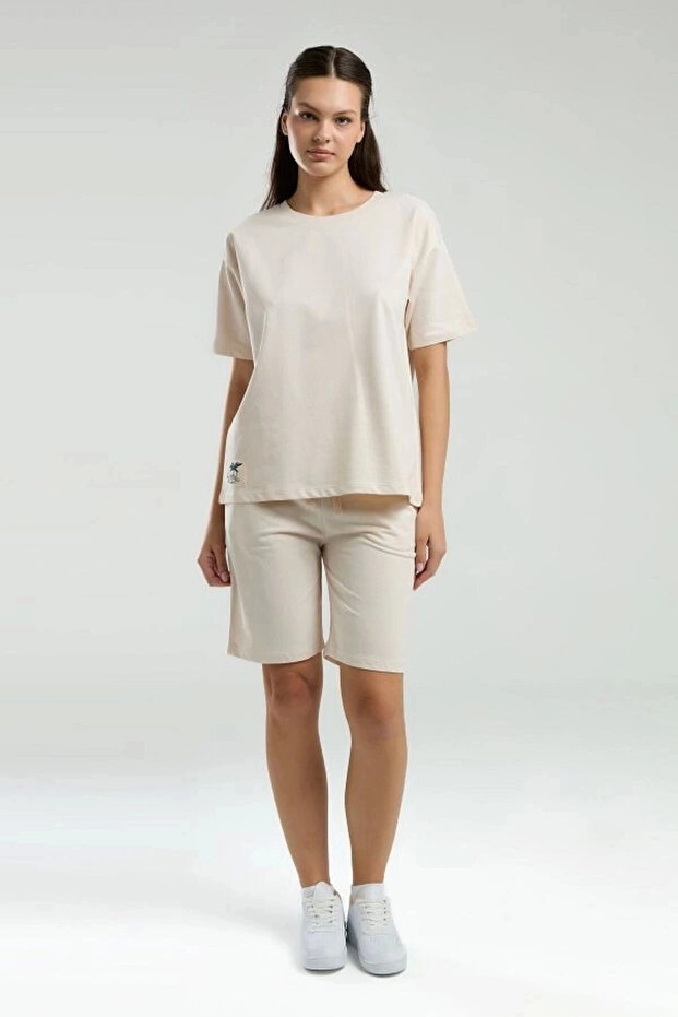 Kadın Krem Şort Takım - 1