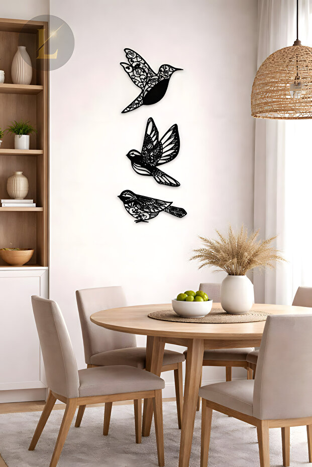 3’lü Kuş Duvar Dekoru – 5mm MDF - 5