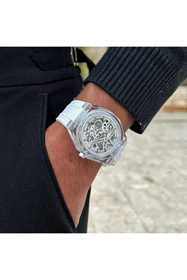 Couture men's watch, white silicone