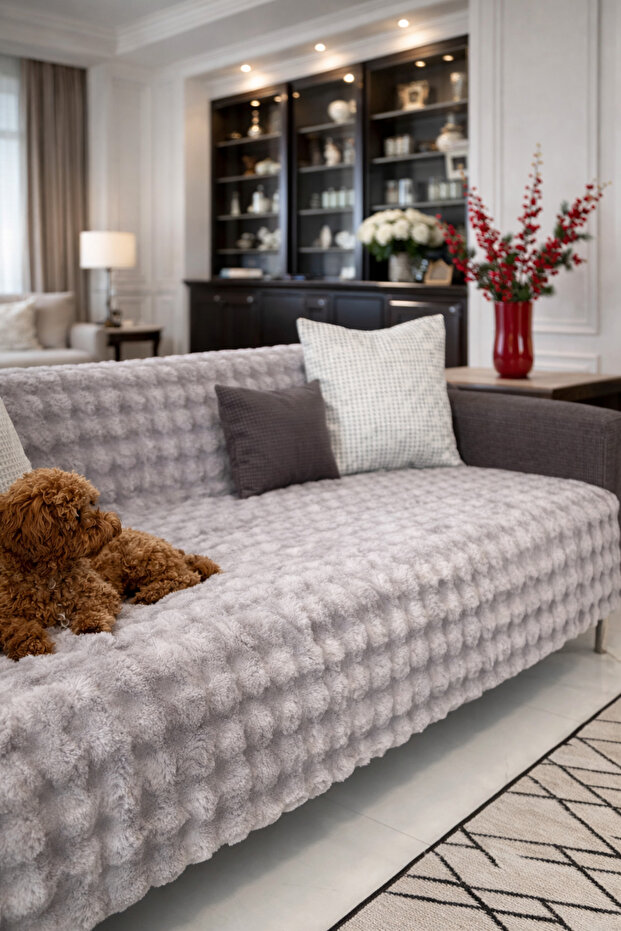 Plush Sofa Cover 175x215 cm bubble – Non-Slip Couch Cover, Sofa Bed Cover