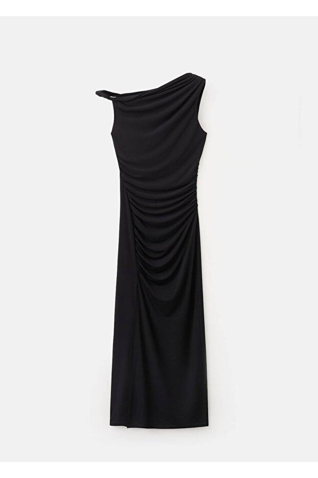 Yan yırtmaçlı asimetrik elbise - 3