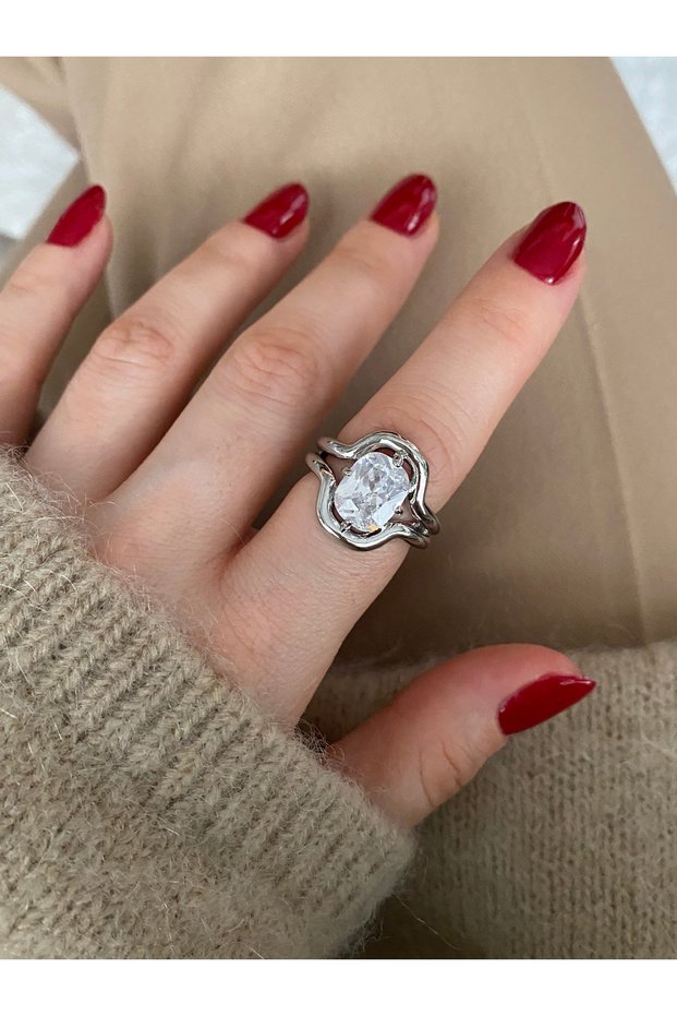 Limited Edition - Women's Ring with Large Oval Stone and Bottom Adjustment