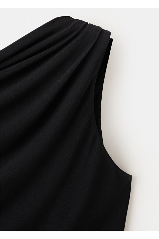 Yan yırtmaçlı asimetrik elbise - 8
