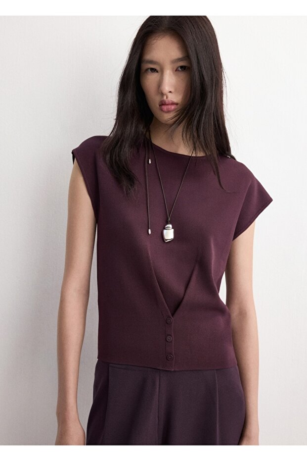 Orta bel triko pantolon - 6