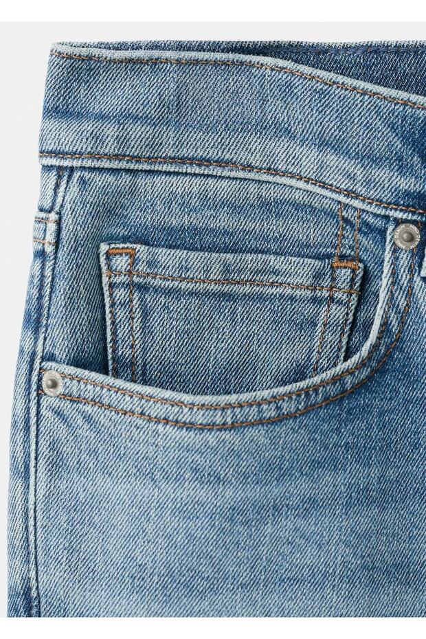 Slim fit kot bermuda şort - 5