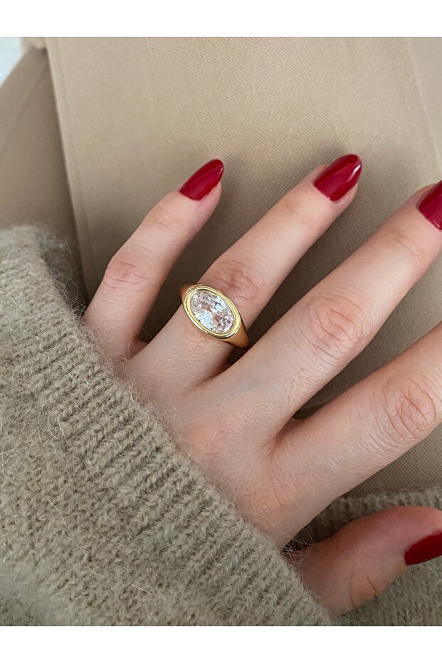 Limited Edition - Women's Ring with Large Oval Stone and Bottom Adjustment