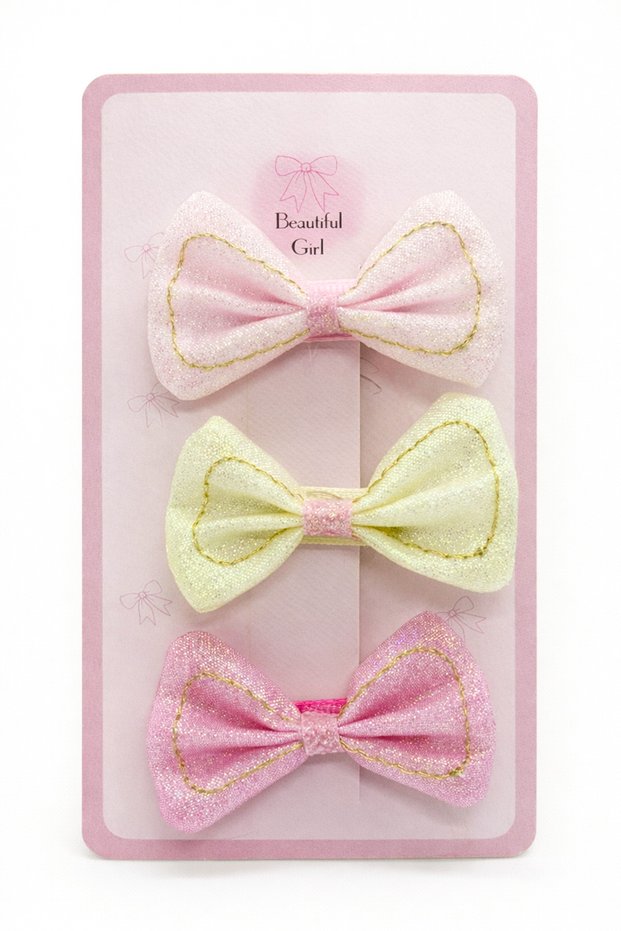 Girl's Colorful Hair Accessory Set of 8 – Ribbon Clips, Flower and Star Hairpins