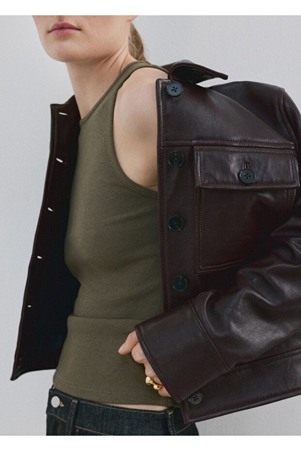 Lastik örgü pamuklu bluz - 5