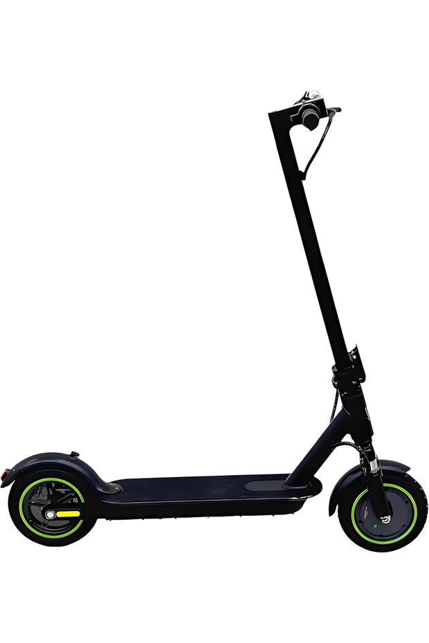 Foldable Electric Commuter Scooter - Black/Green - Disc Brake - LED Display & Safety Lights