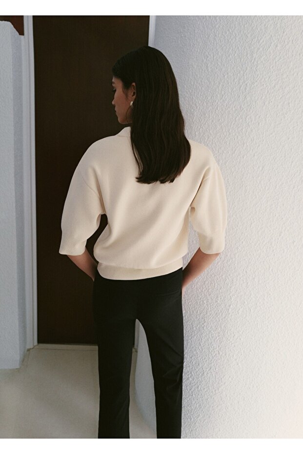 Mücevher düğmeli örgü hırka - 4