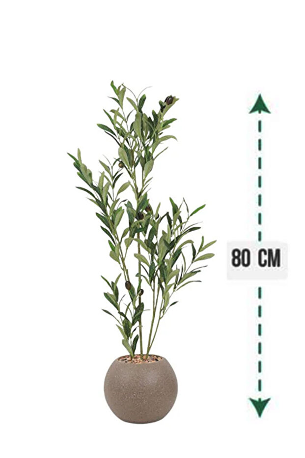 شجرة صناعية محاكة للزيتون الطببيعي بمركن بلاستيكي بارتفاع 85 سم - 2