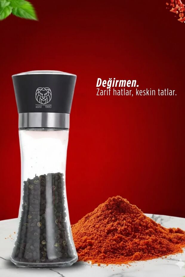 Alastair Series Glass Manual Gourmet Black Pepper and Salt Grinder 18 cm Stainless Steel Material 722918