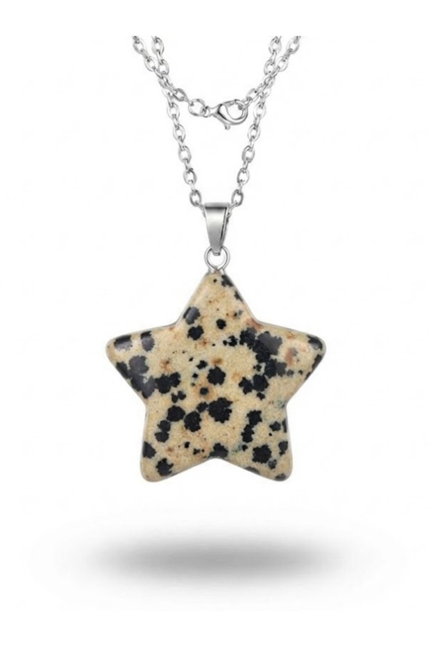 Star Cut Natural Stone Steel Colorfast Pendant and Chain - Special Cut Energy Stone Series