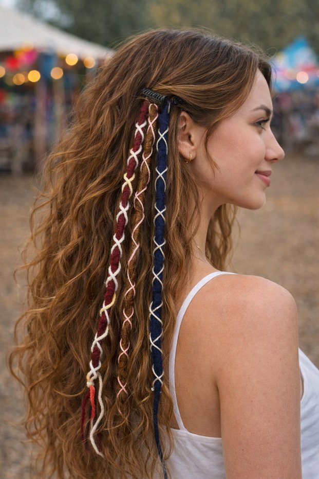 Burgundy Brown Snap Fastener Rasta Buckle | Daily & Festival Hair Accessory Triple Set