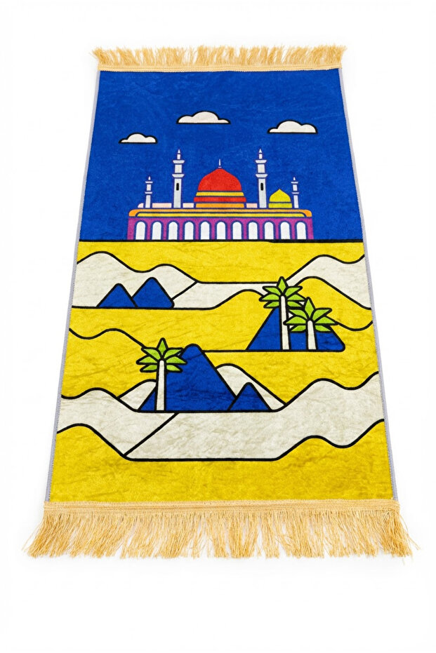 Kids Prayer Mat with Mosque Design – Soft, Thick & Comfortable