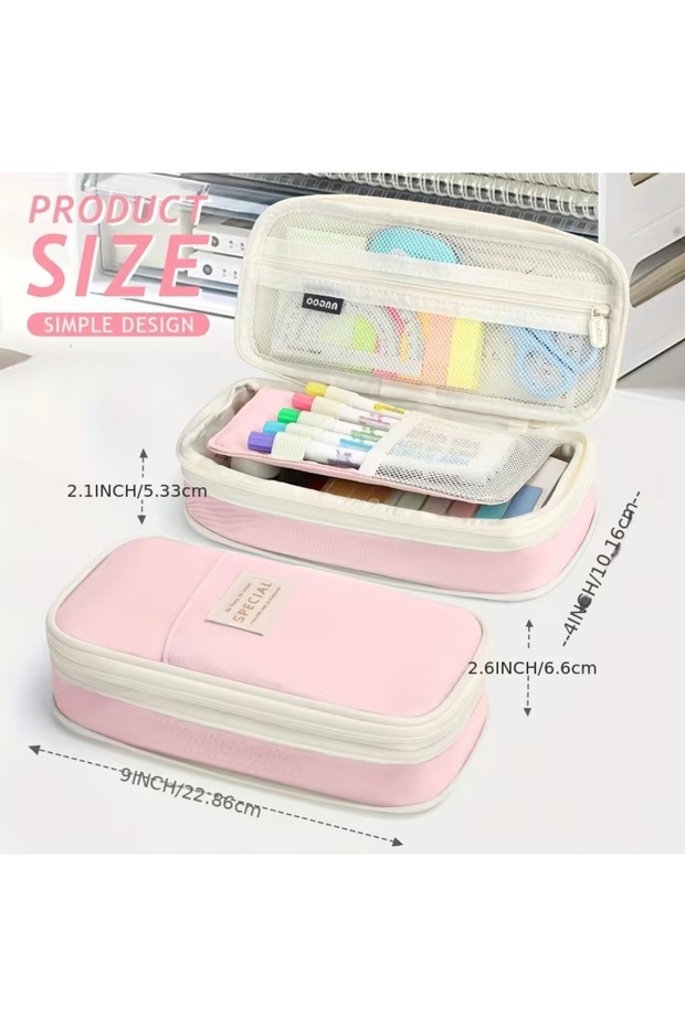 Powder Pink Angoo Multifunctional Large Capacity Expandable Canvas Pen Holder Powder Pink Fabric