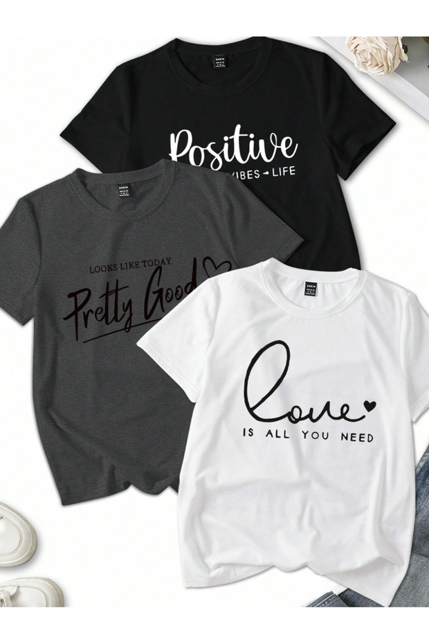 Unisex Men'S/Women's Pretty Good 3-Pack Custom Printed Oversize Cotton T-Shirt